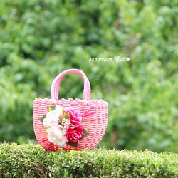 ＳＡＬＥ ◆送料無料◆可愛いお花のピンクカラーカゴバック（中） 1枚目の画像