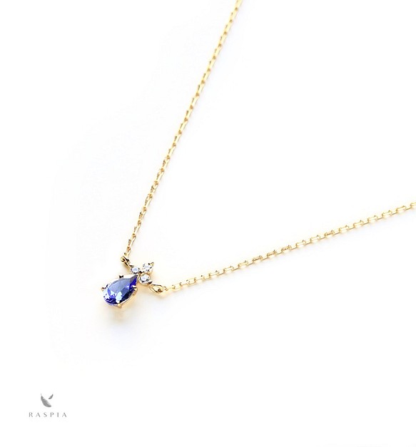 K18 坦桑石 &amp; 鑽石項鍊 ~Ello Lilas~ 十二月生日石 第1張的照片
