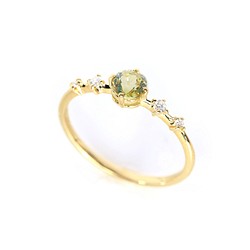 金綠寶石和鑽石 K18 戒指圓形切割 ~Ello Lily~ 第1張的照片