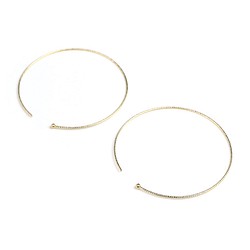 [日本製造] K10YG（10K 黃金）切割圈形耳環 40 毫米 x 0.7 毫米 [一對] 第1張的照片