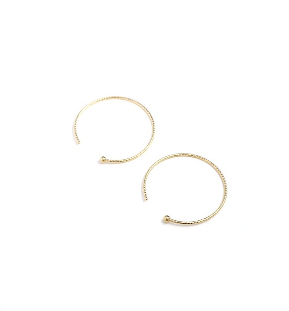 [日本製造] K10YG（10K 黃金）切割圈形耳環 20 毫米 x 0.7 毫米 [一對] 第1張的照片