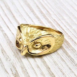 【受注生産】　フクロウ　リング　プラチナ　18金　ゴールド　ホワイトゴールド　ピンクゴールド　梟　ユニセックス　指輪 1枚目の画像