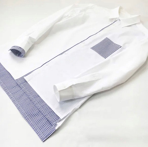 白×ストライプのレイヤードシャツ 1枚目の画像
