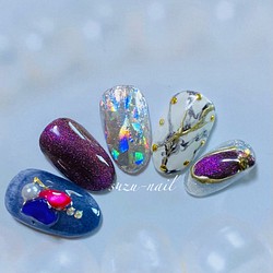 再販２☆キャッツジェル/MAGネイル/パープル/nails/ネイル/大理石風