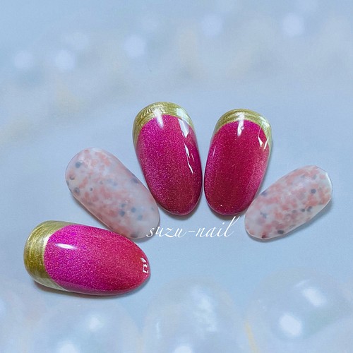 新作 Magネイル ストーン風ネイル ピンク Nails 派手ネイル キラキラネイル 秋 冬 ネイルチップ ネイルシール Suzu Nail 通販 Creema クリーマ ハンドメイド 手作り クラフト作品の販売サイト