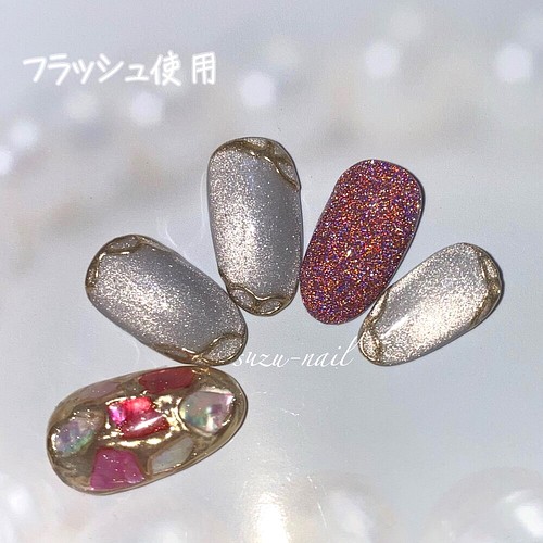 新作 フラッシュネイル シェルネイル マグネットジェル Nails ステンドグラスネイル 最新ネイル 冬 春 ネイルチップ ネイルシール Suzu Nail 通販 Creema クリーマ ハンドメイド 手作り クラフト作品の販売サイト