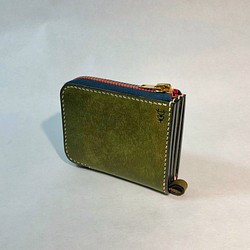 拉鏈小錢包-橄欖綠-零錢包-短夾-Pueblo-Waldes-法薩琳麻線手縫 第1張的照片