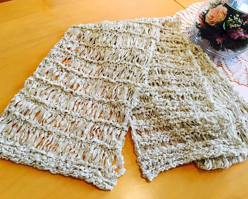リボンヤーンの透かし編みストール ストール KAZUMI 通販