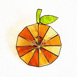 ステンドグラスのアンティーク調壁掛け時計　オレンジの果汁 1枚目の画像