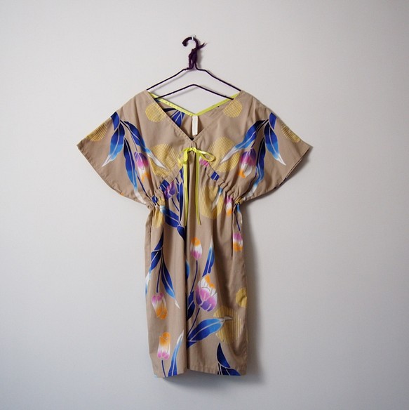 OKINAWA DRESS -Mini dress using YUKATA(Summer KIMONO) fabric 第1張的照片
