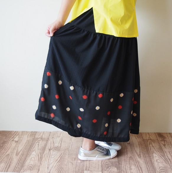 已售 HAREGI SKIRT - Flare skirt using vintage meisen kimono fabric 第1張的照片