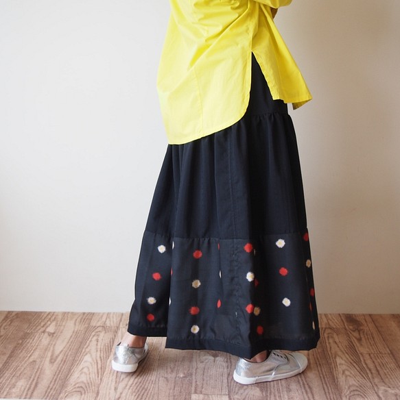 HAREGI SKIRT -ヴィンテージの銘仙の着物地を使ったフレアスカート