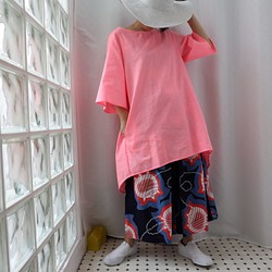 ☆Kimagure系列春季新款長款上衣，配以霓虹粉紅色亞麻 第1張的照片
