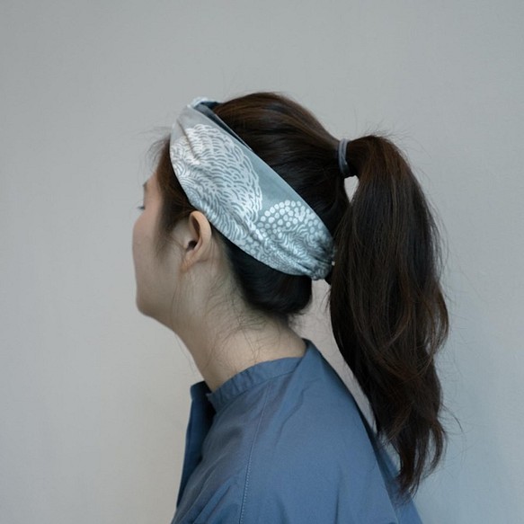 冰川 迷你巾帽式 x 芬蘭系列 鬆緊手工髮帶 第1張的照片