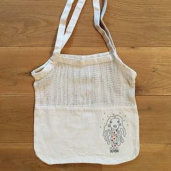 【疫病退散！】アマビエ　刺繍メッシュトートバッグ 1枚目の画像