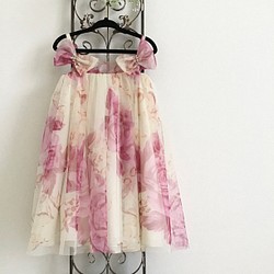 ピンクローズのチュールプリントドレス 《100ｃｍ》 1枚目の画像