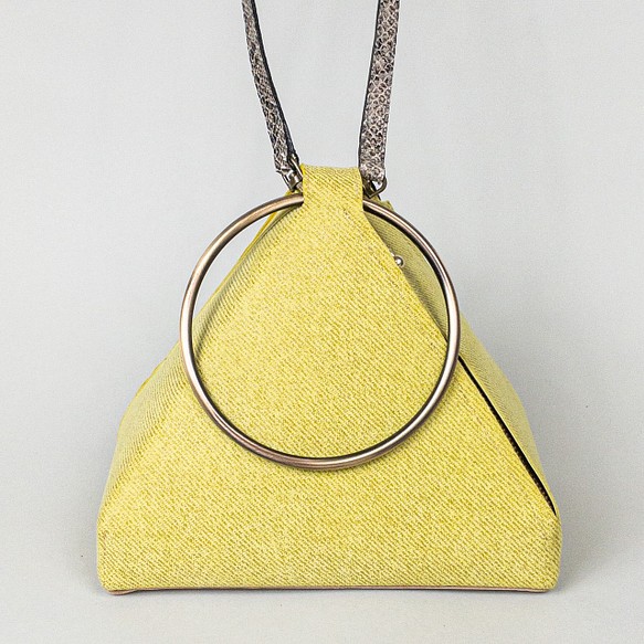 Real Leather Triangle bag 本革リングバッグ イエロー gstaaddelivery