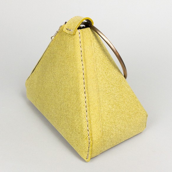 Real Leather Triangle bag 本革リングバッグ イエロー gstaaddelivery