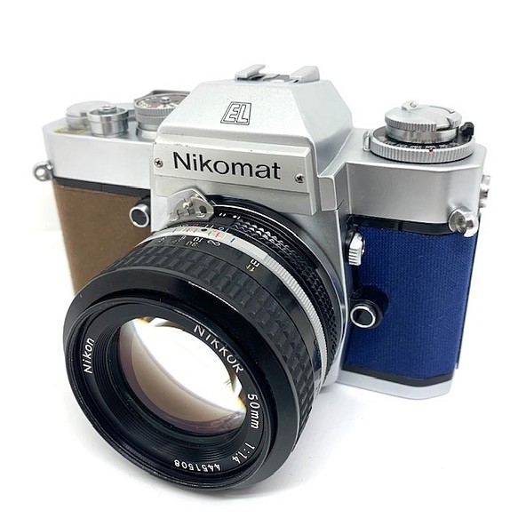 21-127 リメイクカメラ Nikomat EL（ブラウン•ネイビーブルー