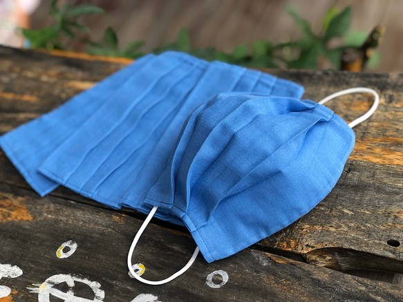 地中海藍 二重紗布口罩套/成人款（手工製作） 第1張的照片