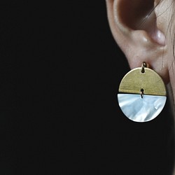 落日海灘 - 貝殼銅片耳環 (耳夾) 第1張的照片