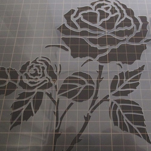 薔薇の花 バラ4番 ステンシルシート 型紙 図案 NO504 その他素材 moji 