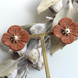 木雕木耳環&lt;罌粟花&gt;卡林樹 第1張的照片