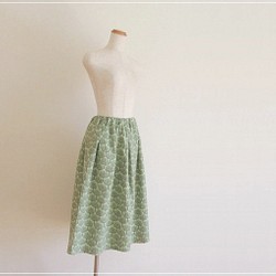 green* 北欧風 森のWガーゼギャザースカート 1枚目の画像