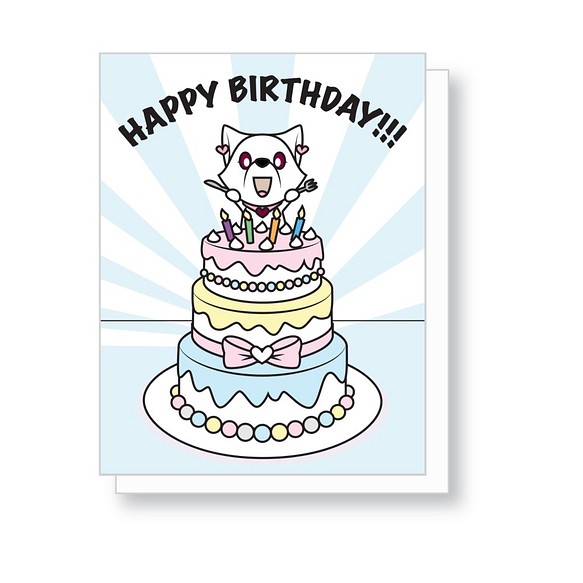 | 蘇菲 柴犬 | 純棉 生日卡片 - 經典生日蛋糕 第1張的照片