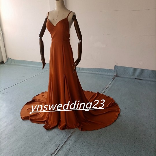 前撮りドレス カラードレス テラコッタ色 背中見せ マーメイド 結婚式