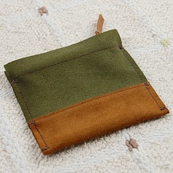 [ Leather Bag in Bag ( S ) ] スエード グリーン x スエード　キャメル 1枚目の画像
