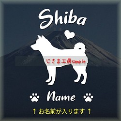 柴犬のかわいい白色ステッカー!!アルファベット文字がかわいい‼お名前お入れします☆色の変更可能です。 1枚目の画像