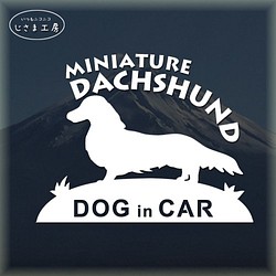 ミニチュアダックスフンドの白色シルエットステッカー　ドッグインカ― 1枚目の画像