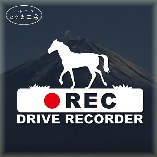お馬さんの白シルエットステッカー後方注意!!『DRIVE　RECORDER』 1枚目の画像