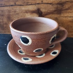 やちむん(沖縄の陶器)コーヒーカップ&ソーサー ティーカップ 琉天窯