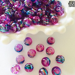 紫ガラスビーズ５０個 1枚目の画像