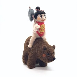 羊毛フェルトのお人形　金太郎と熊　端午の節句 1枚目の画像