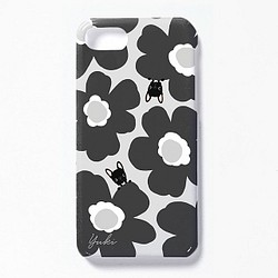 色柄選べる☆北欧花柄と小さなフレブル柄のハードスマホケース iPhone　名入れ無料 1枚目の画像