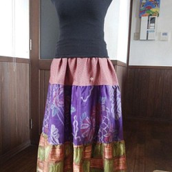 着物リメイク　ティアードスカート 1枚目の画像