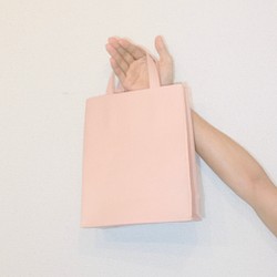 豚革 ピンク 紙袋型 ショッピングバッグ トートバッグ 1枚目の画像