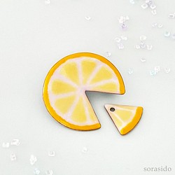 【七宝焼き】レモンブローチ・輪切り欠け 1枚目の画像
