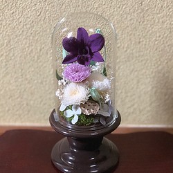 【たくさんの再販】仏花 お供え花 プリザーブドフラワー ガラスドームケース 1枚目の画像