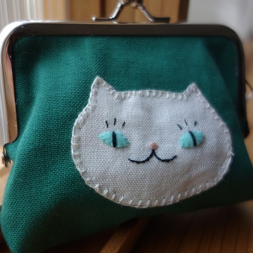 猫さんがま口 ねこがま口 財布 カード入れ 刺繍がま口 がま口 Poponet+