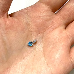 11月誕生石　極小　ブルートパーズ　ハートシェイプ　一粒　ロジウムコーティングシルバー925　ペンダントヘッド　トップ 1枚目の画像