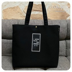 8号帆布♪ダブル*トートバッグ❥ハンドメイド❥黒8号帆布内布 - バッグ