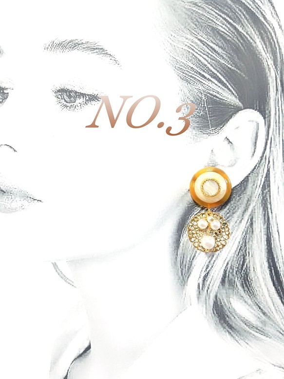 NO.3【ヴィンテージボタンピアス】べっ甲ピアスver♡ ピアス（その他