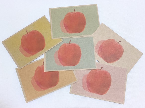 クラフト林檎 6枚 ポストカード デザイン はがき 紙 カード イラスト リンゴ フルーツ かわいい おしゃれ カード レター Wakuwaku Sanyo 通販 Creema クリーマ ハンドメイド 手作り クラフト作品の販売サイト