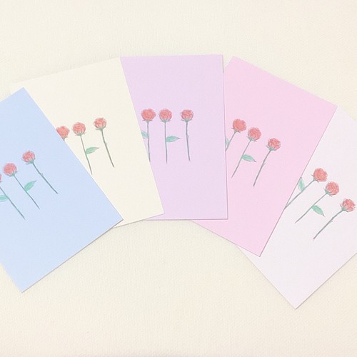 5色 薔薇セット 5枚 ポストカード はがき 紙 かわいい デザイン おしゃれ 素敵 インテリア カード レター Wakuwaku Sanyo 通販 Creema クリーマ ハンドメイド 手作り クラフト作品の販売サイト