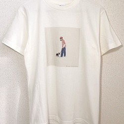 犬とおじさんTシャツ(男女兼用) 1枚目の画像