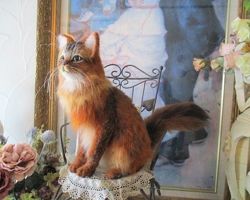 羊毛フェルト かわいいソマリ 猫 ネコ ハンドメイド 羊毛フェルト